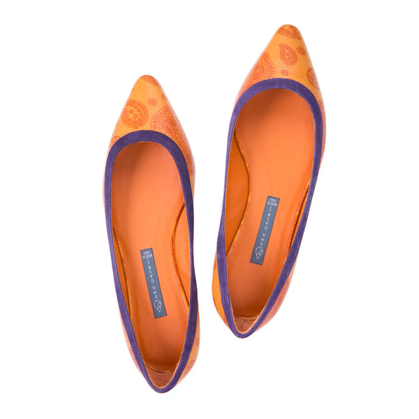 Ema Gasbi Ethnochic Flat Shoes Ballet Nepal Orange