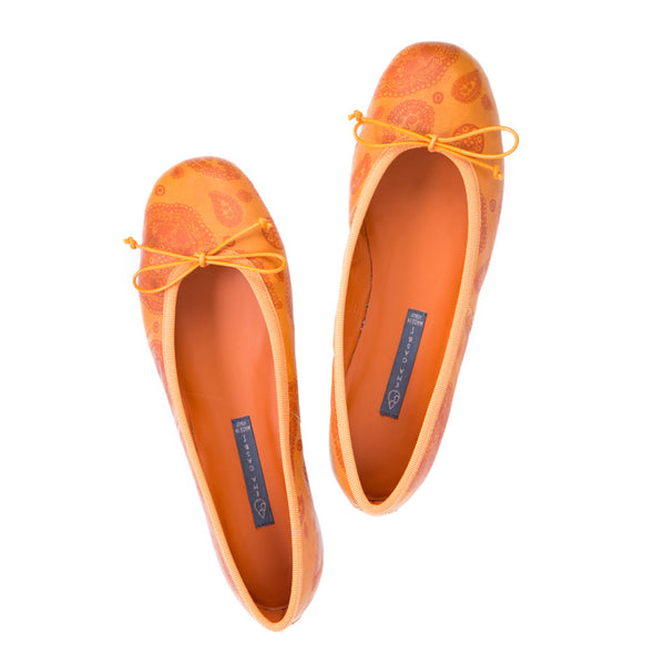 Ema Gasbi Ethnochic Flat Shoes Ballerina Pump Nepal Orange