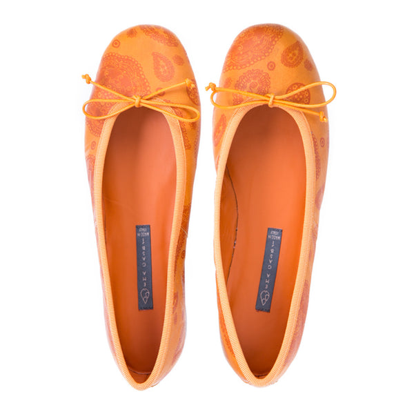 Ema Gasbi Ethnochic Flat Shoes Ballerina Pump Nepal Orange