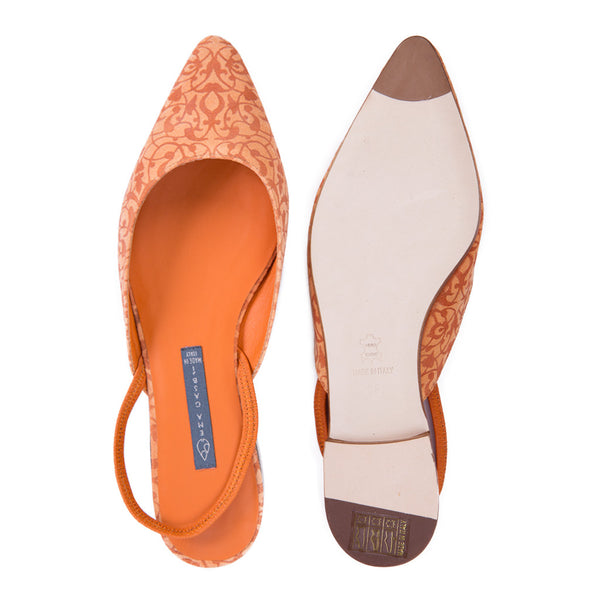 VENERE Flat Shoes 100% Genuine chamois leather Orange / Scarpa in camoscio 100%