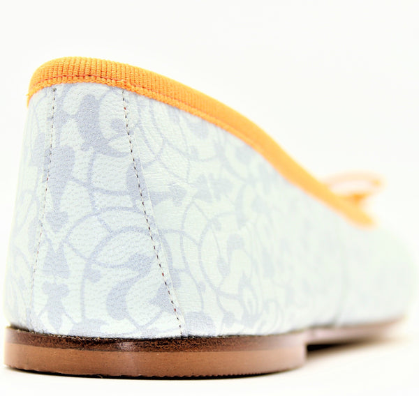 CLASSICA | genuine 100% leather Ballerina Pump white with orange profile, Classica ballerina 100% pelle