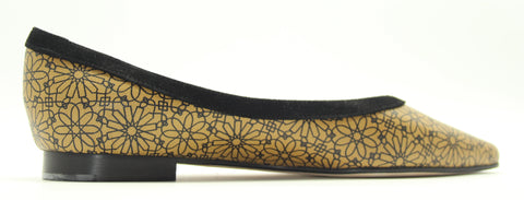 TOSCA | Ballet Flats Beige 100% genuine leather in Beirut pattern and Black profile