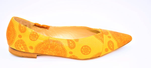 CLAUDIA |  flat  Leather shoes Orange in Nepal Pattern