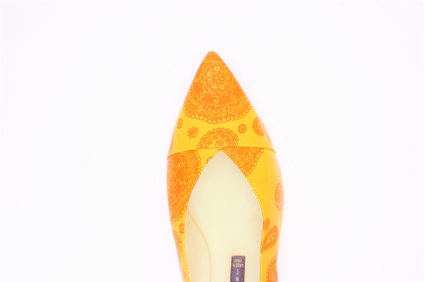 CLAUDIA |  flat  Leather shoes Orange in Nepal Pattern